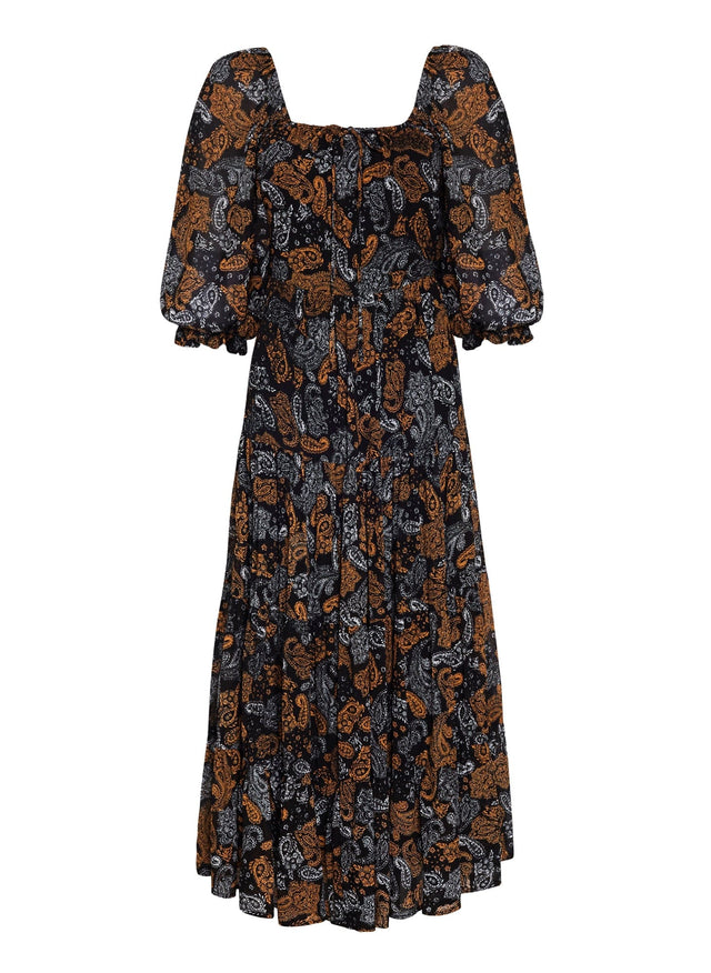 Darsha Midi Dress Ankara Paisley Print - Final Sale LE DESERT Midi Dress