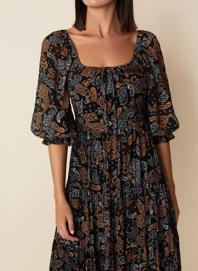 Darsha Midi Dress Ankara Paisley Print - Final Sale LE DESERT Midi Dress