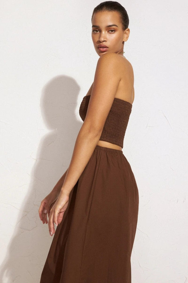 Deva Midi Dress Plain Dark Chocolate - Final Sale