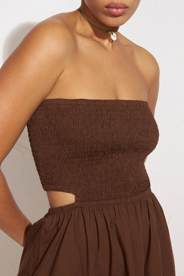 Deva Midi Dress Plain Dark Chocolate - Final Sale