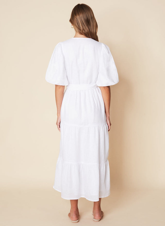 Edee Wrap Dress Plain White - Final Sale LES TEMPS DES FLEURS Midi Dress