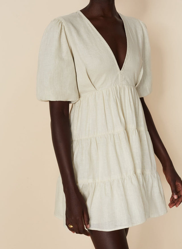 Elmiya Mini Dress Plain Cream - Final Sale VACANCES Mini Dress