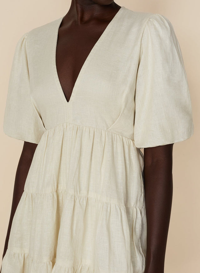 Elmiya Mini Dress Plain Cream - Final Sale VACANCES Mini Dress