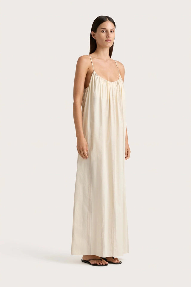 En Vau Maxi Dress Foam Taupe Stripe