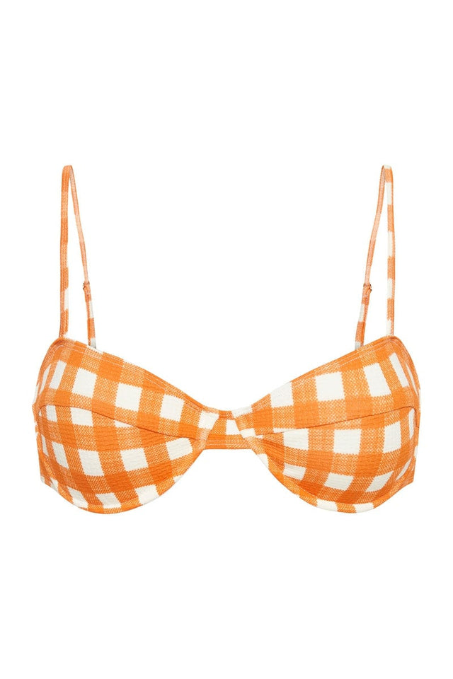 Farrah Bikini Top Orange Gingham ISLAS SWIM Swim Top