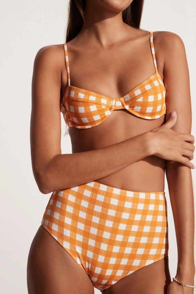 Farrah Bikini Top Orange Gingham - Final Sale