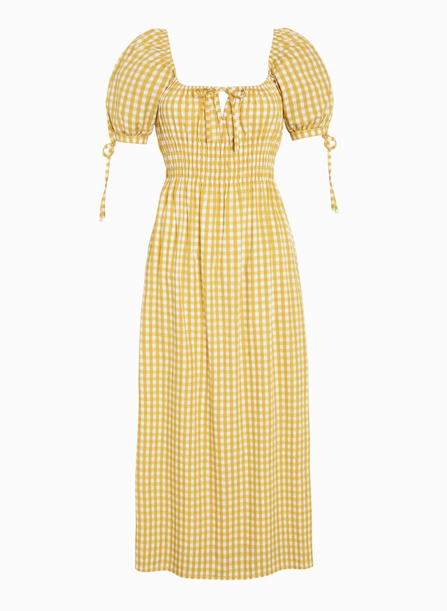Flora Midi Dress Mari Check Print - Final Sale VACANCES Midi Dress