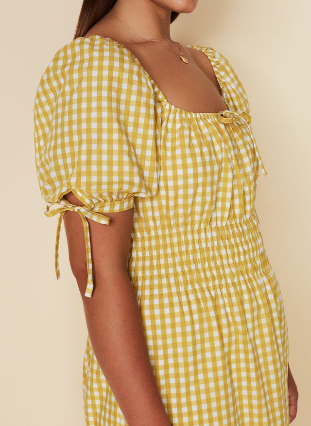 Flora Midi Dress Mari Check Print - Final Sale VACANCES Midi Dress