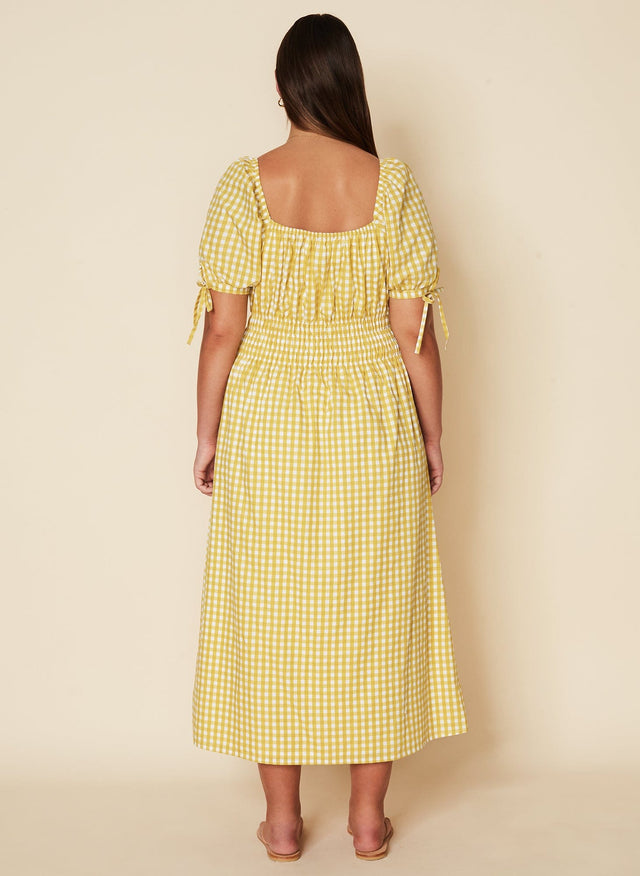 Flora Midi Dress Mari Check Print - Final Sale VACANCES Midi Dress
