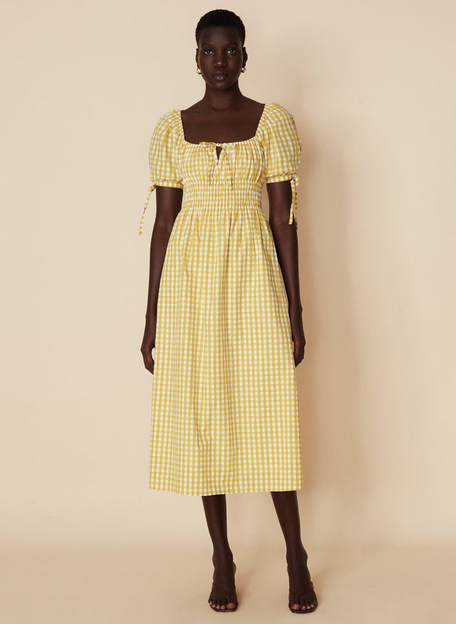 Flora Midi Dress Mari Check Print - Final Sale VACANCES Midi Dress