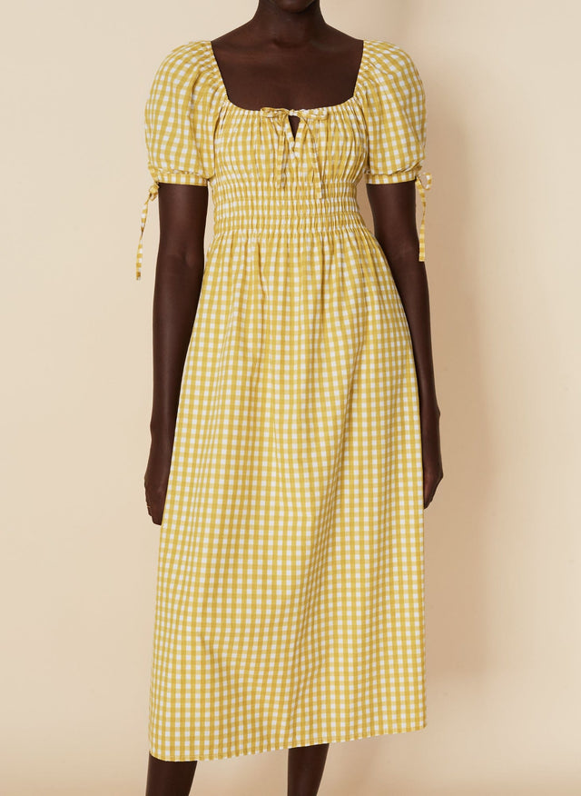 Flora Midi Dress Mari Check Print - Final Sale VACANCES Midi Dress