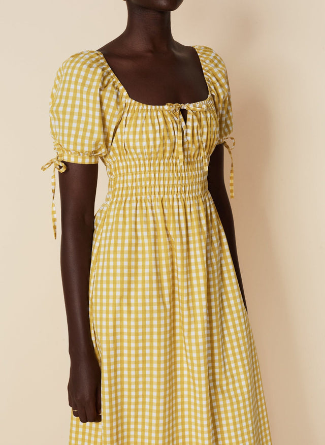 Flora Midi Dress Mari Check Print - Final Sale VACANCES Midi Dress