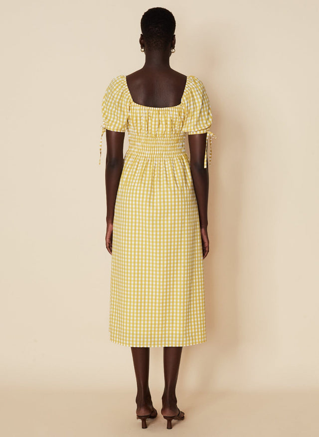 Flora Midi Dress Mari Check Print - Final Sale VACANCES Midi Dress