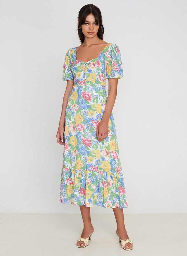 Gabriela Midi Dress Traina Floral Print - Final Sale MEMOIRE Midi Dress