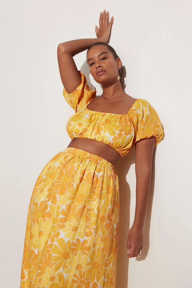 Harlow Top Canaria Floral Marigold - Final Sale