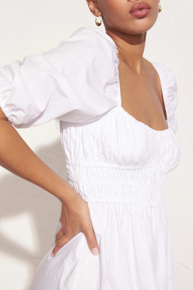 Harmonita Midi Dress Plain White - Final Sale