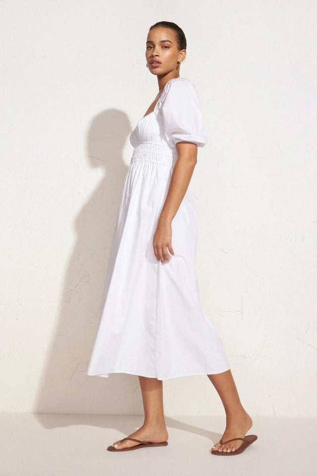Harmonita Midi Dress Plain White - Final Sale
