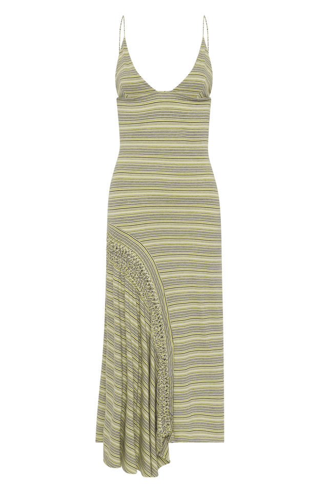 Hyeres Midi Dress Lemon Navy Stripe