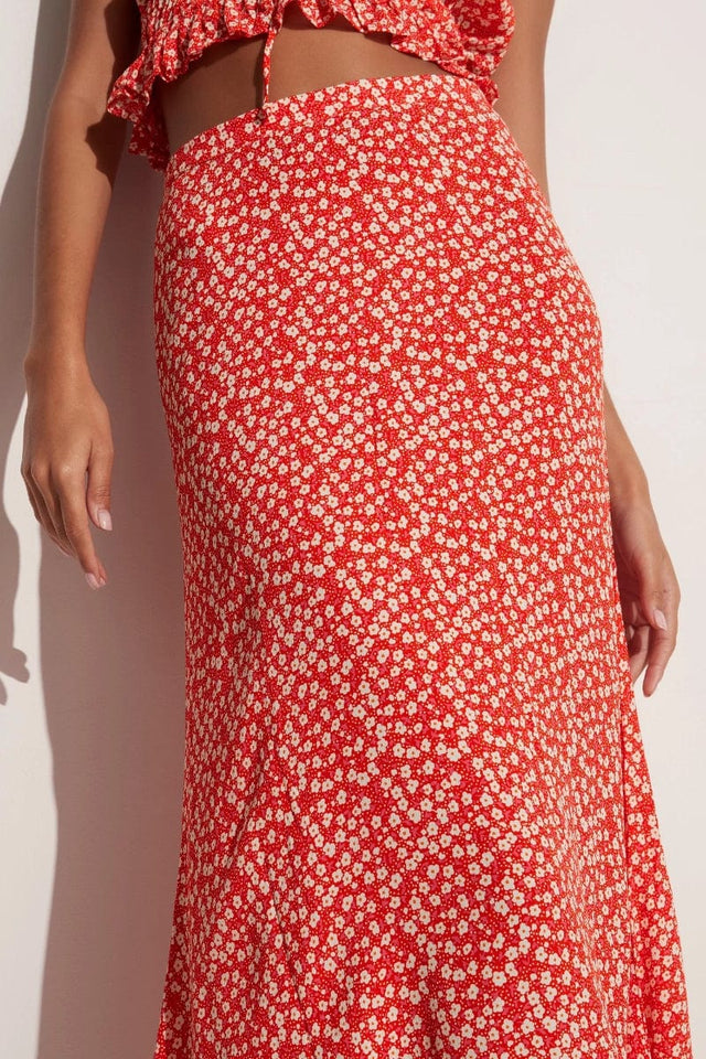 Imaria Midi Skirt Careyes Floral Cherry - Final Sale
