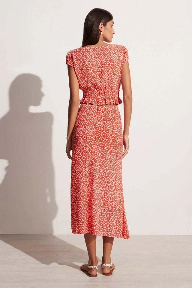 Imaria Midi Skirt Careyes Floral Cherry - Final Sale