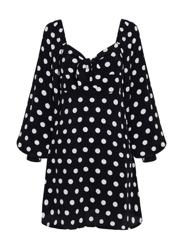 Isobel Mini Dress Emelda Dot Print - Black - Final Sale LE DESERT Mini Dress