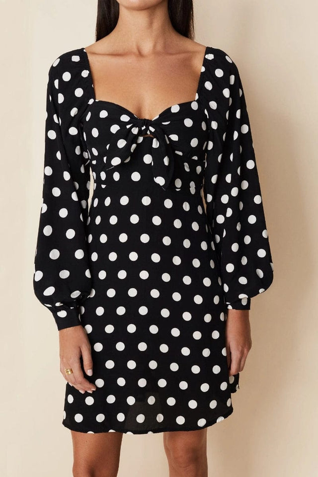 Isobel Mini Dress Emelda Dot Print - Black - Final Sale