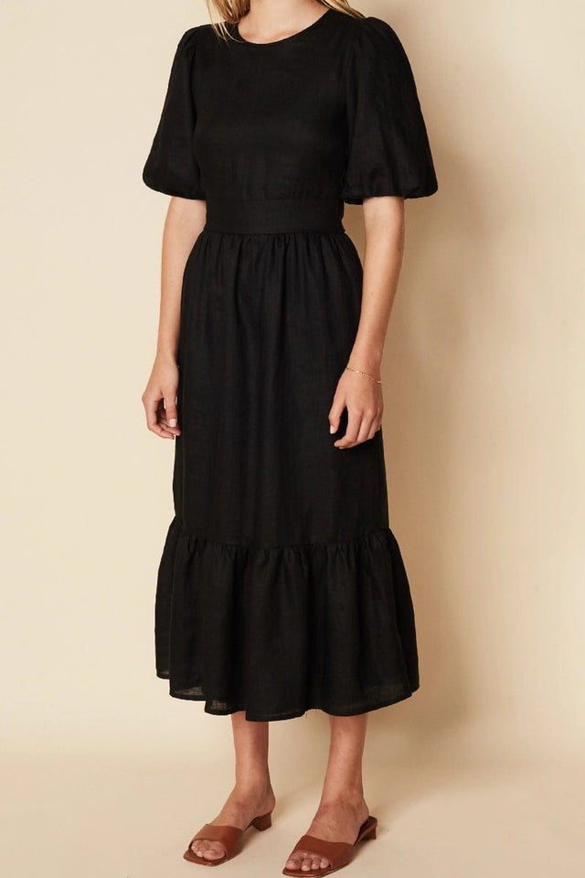 Janielle Midi Dress Plain Black - Final Sale