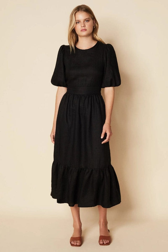 Janielle Midi Dress Plain Black - Final Sale