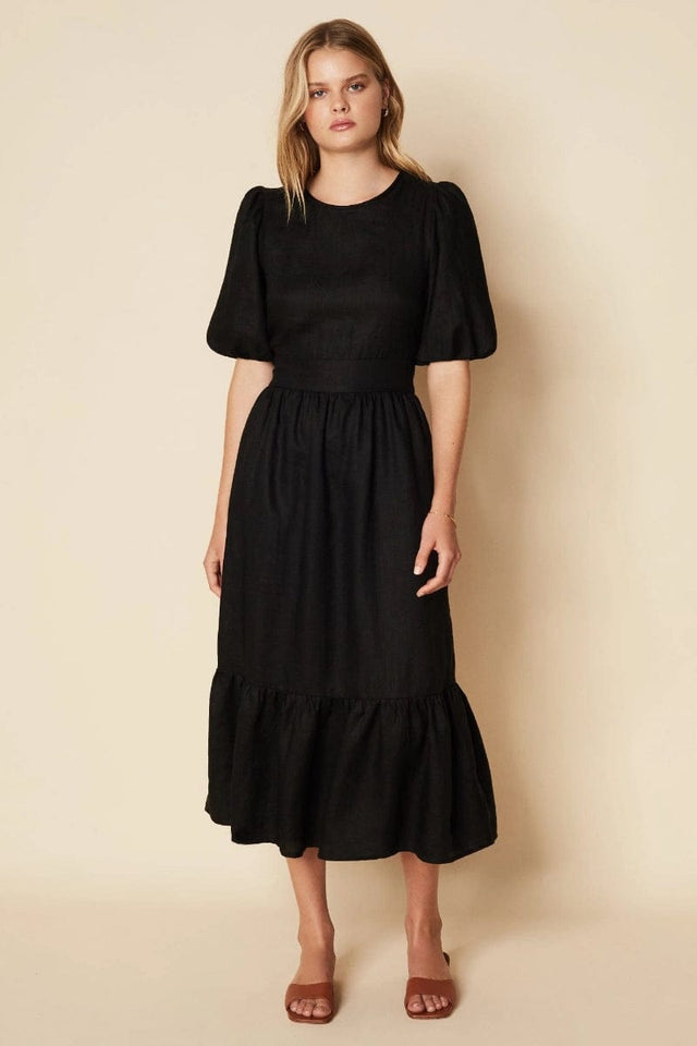 Janielle Midi Dress Plain Black - Final Sale