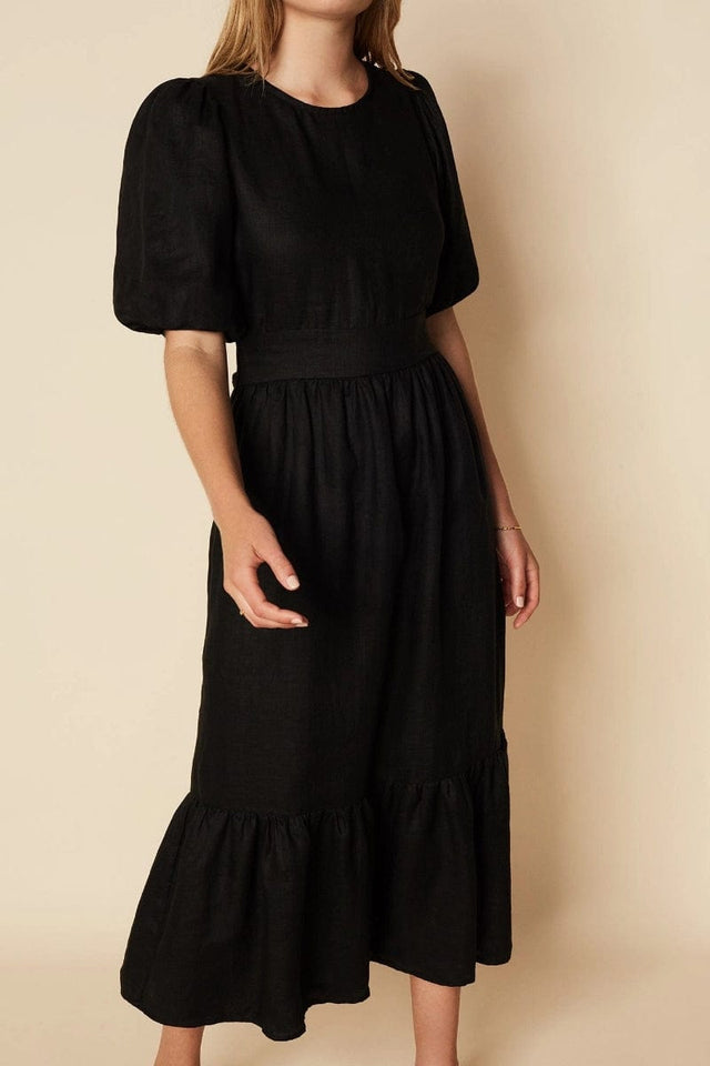 Janielle Midi Dress Plain Black - Final Sale
