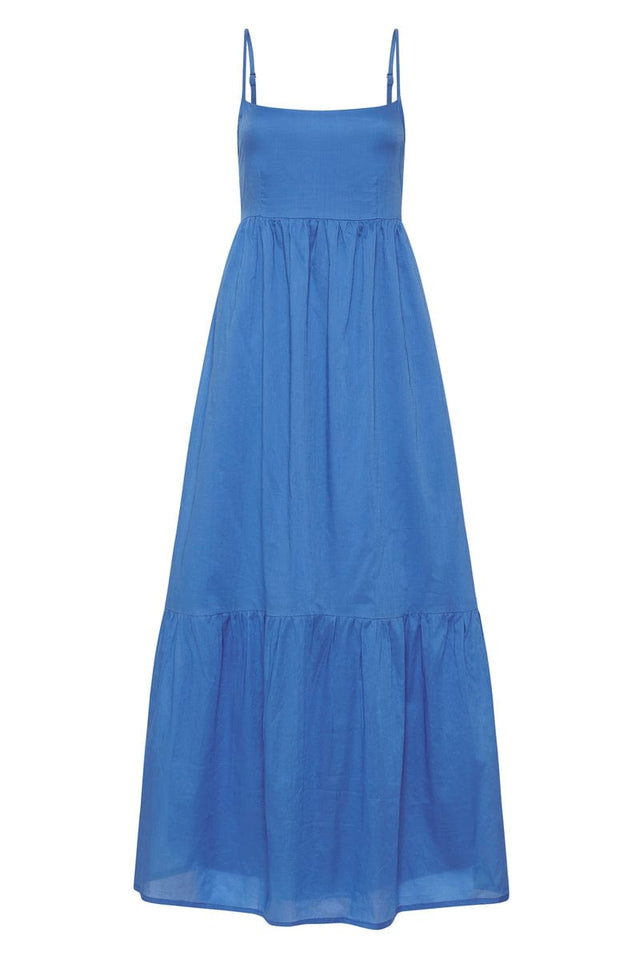 Katya Maxi Dress Plain Mediterranean Blue IL MEDITERRANEO Maxi Dress