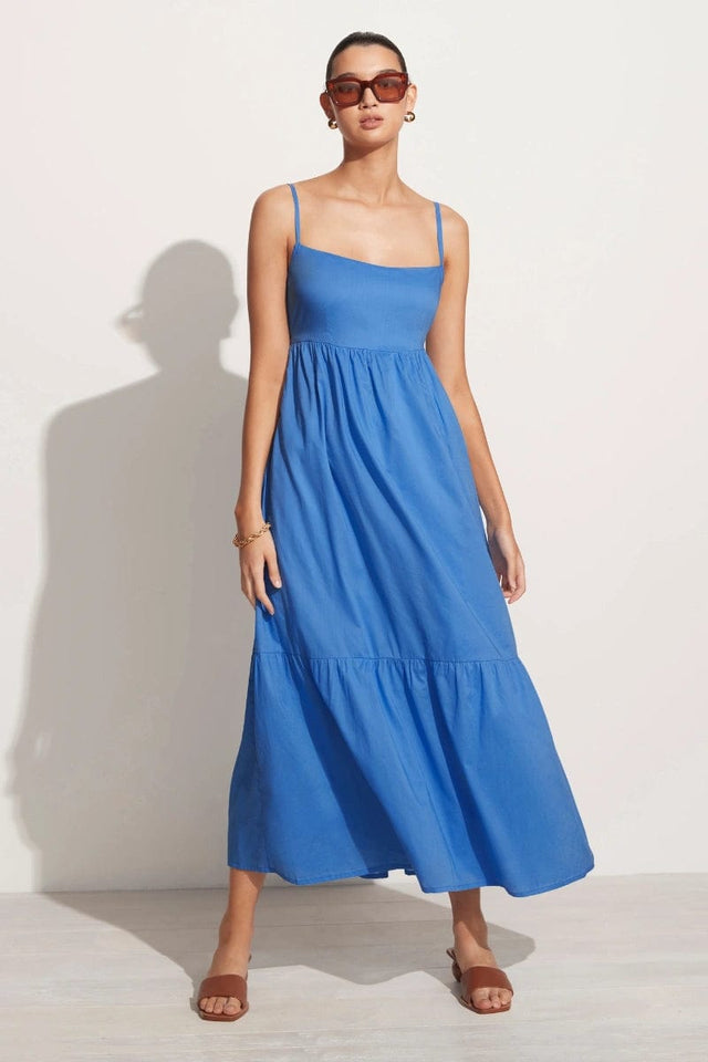 Katya Maxi Dress Plain Mediterranean Blue - Final Sale