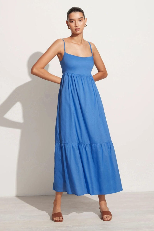 Katya Maxi Dress Plain Mediterranean Blue - Final Sale