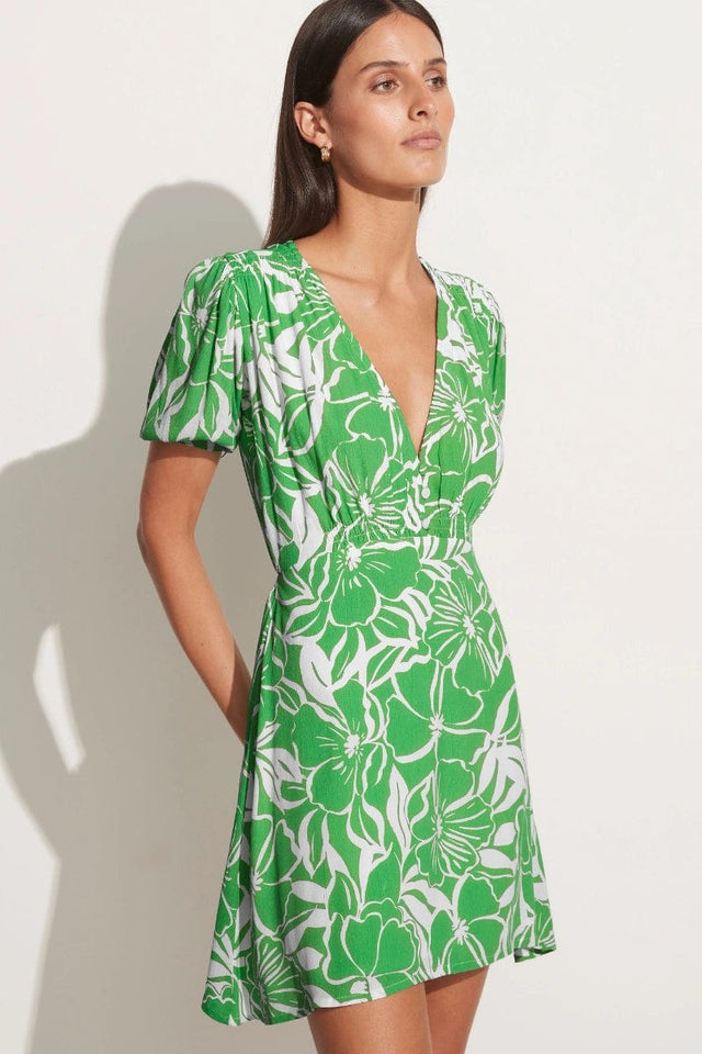 La Castella Mini Dress El Marsa Floral Print Green - Final Sale