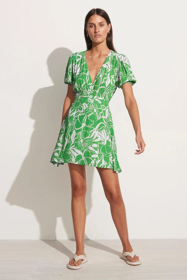 La Castella Mini Dress El Marsa Floral Print Green - Final Sale