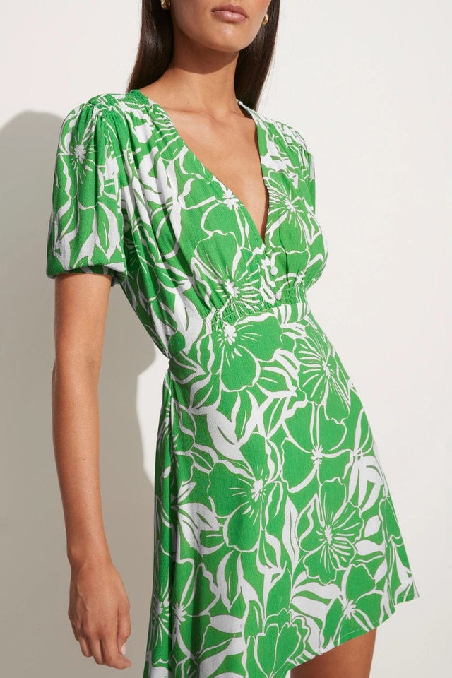La Castella Mini Dress El Marsa Floral Print Green - Final Sale