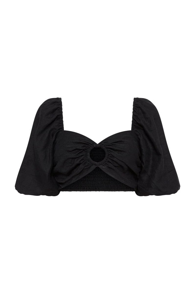 La Marches Top Plain Black IL MEDITERRANEO Fashion Tops