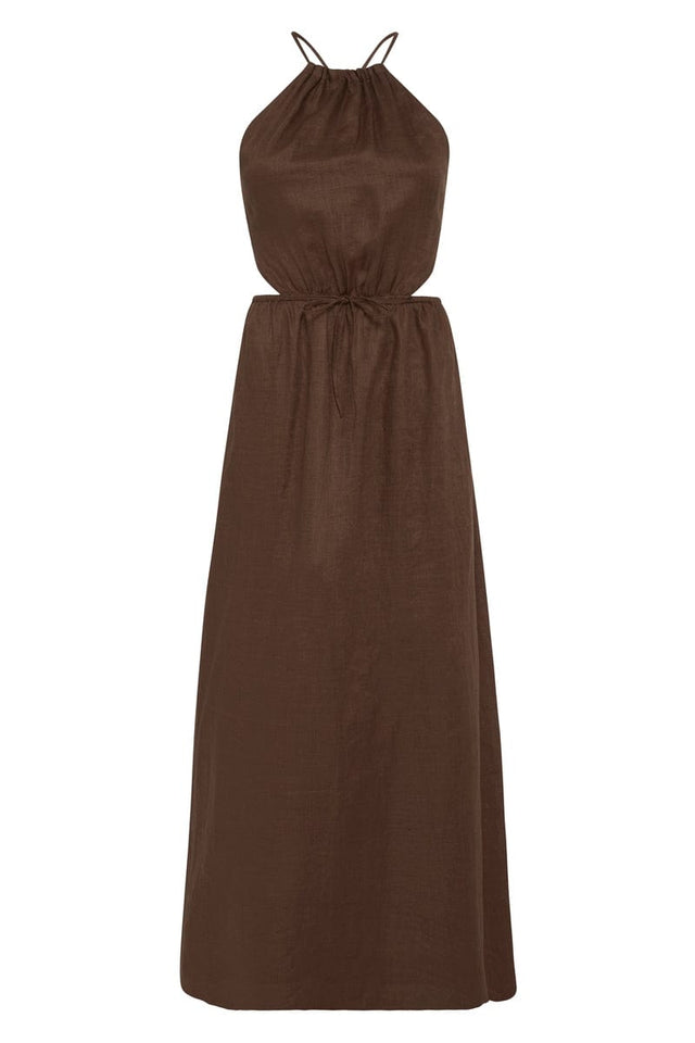 La Piedra Maxi Dress Plain Chocolate EL SOL Midi Dress