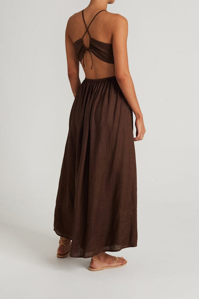 La Piedra Maxi Dress Plain Chocolate - Final Sale