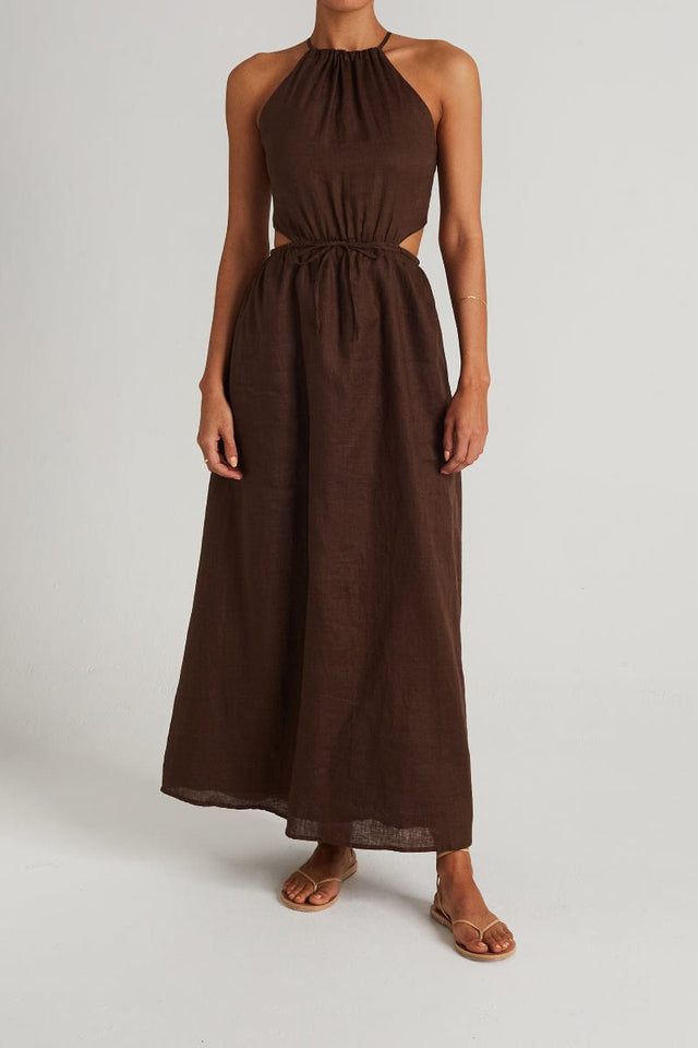 La Piedra Maxi Dress Plain Chocolate - Final Sale