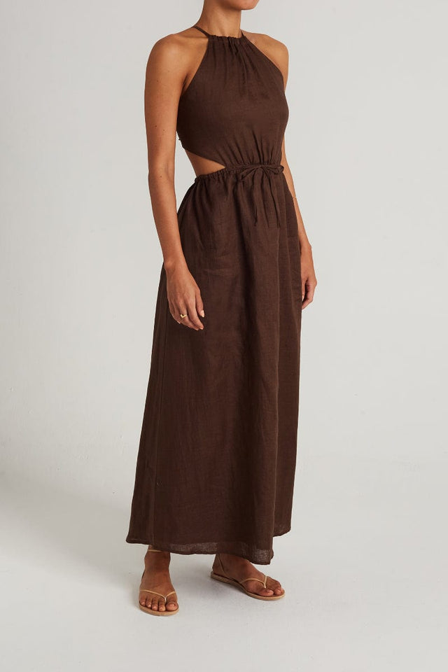 La Piedra Maxi Dress Plain Chocolate - Final Sale