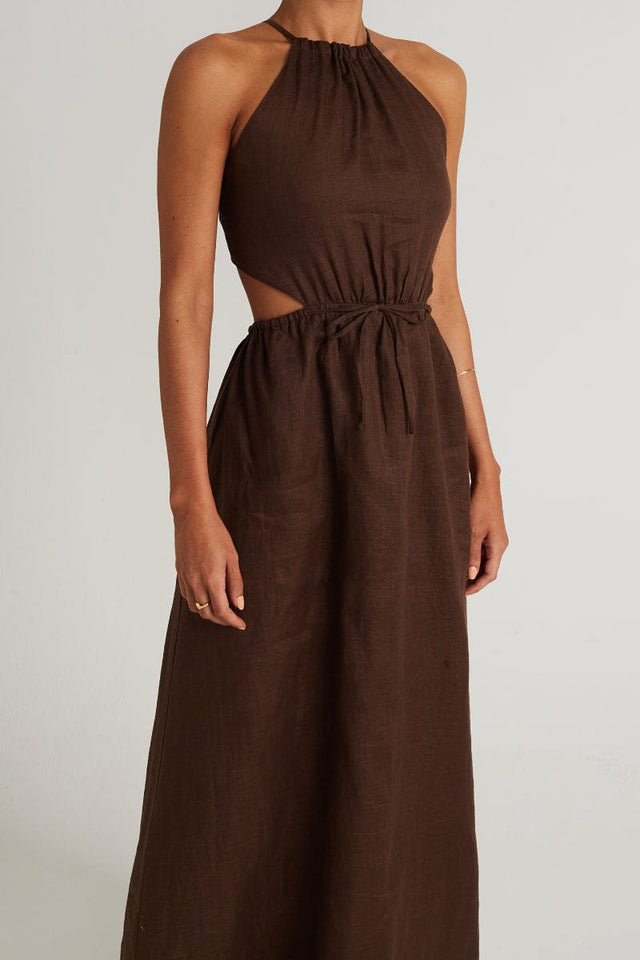 La Piedra Maxi Dress Plain Chocolate - Final Sale