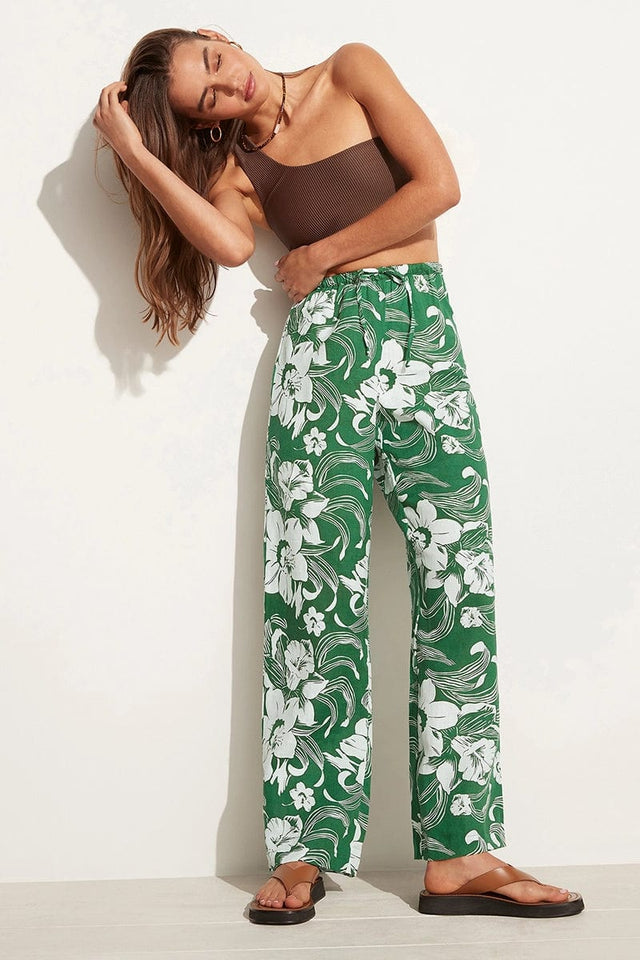 Le Pacifique Pants Camara Floral Print Green - Final Sale