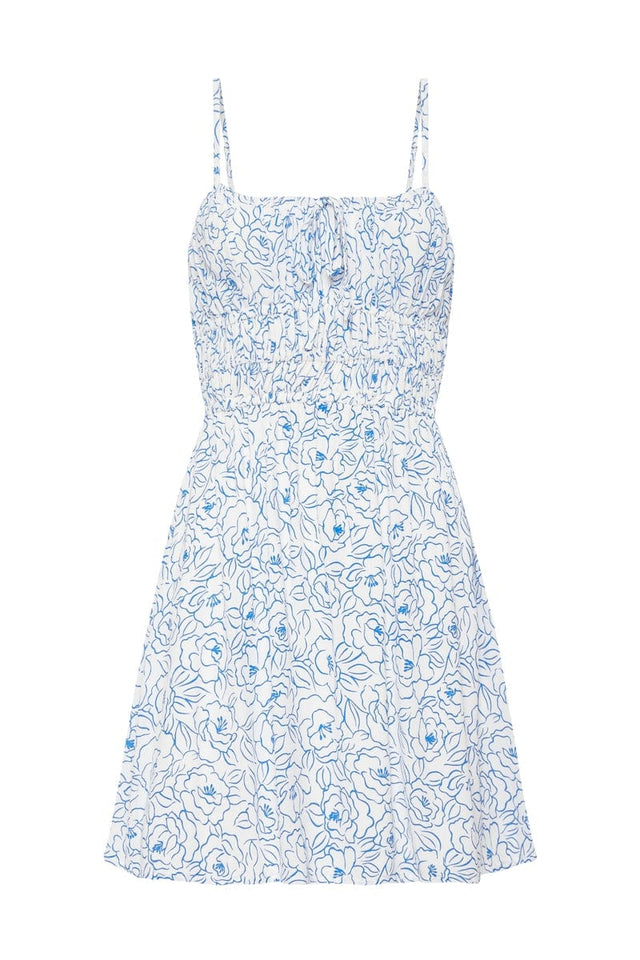 Lea Mini Dress Martine Floral Print Blue IL MEDITERRANEO Mini Dress
