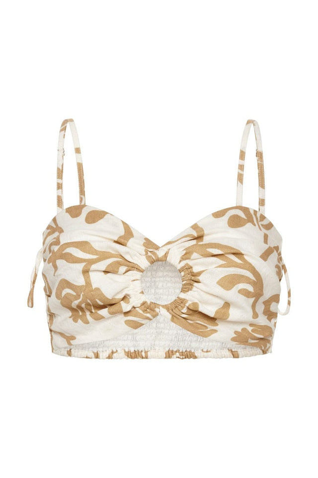 Liberta Top Ensola Floral Print Oat IL MEDITERRANEO Fashion Tops