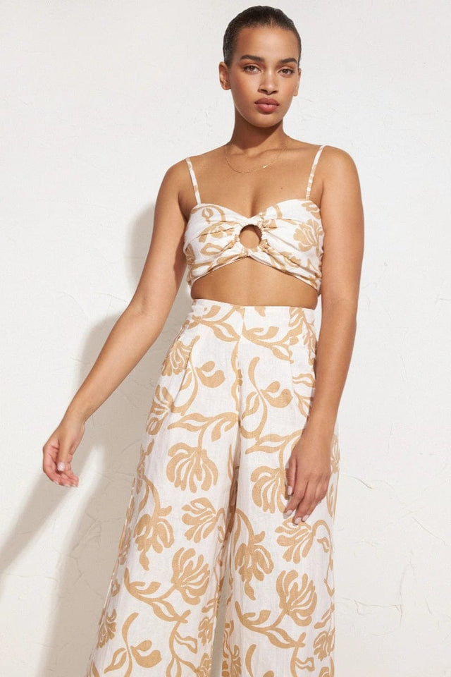 Liberta Top Ensola Floral Print Oat - Final Sale
