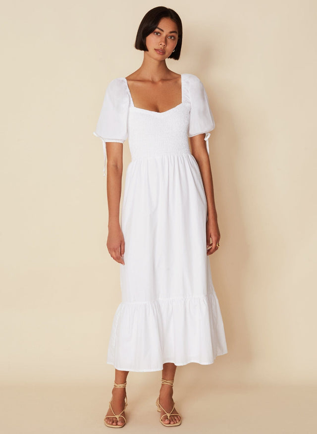 Lithana Midi Dress Plain White - Final Sale VACANCES Midi Dress