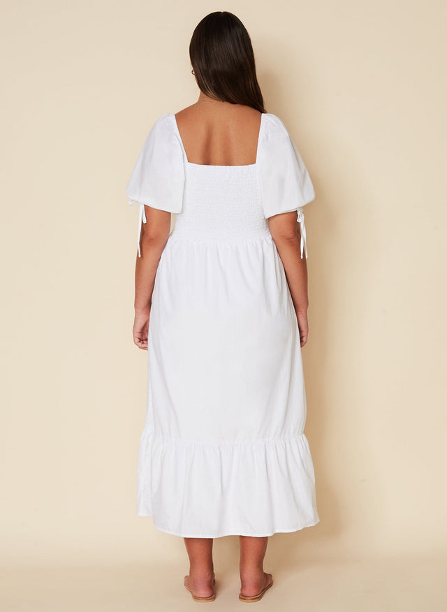 Lithana Midi Dress Plain White - Final Sale VACANCES Midi Dress