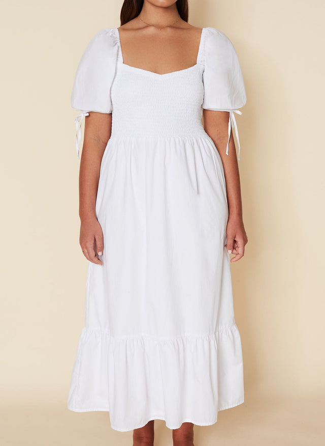 Lithana Midi Dress Plain White - Final Sale VACANCES Midi Dress