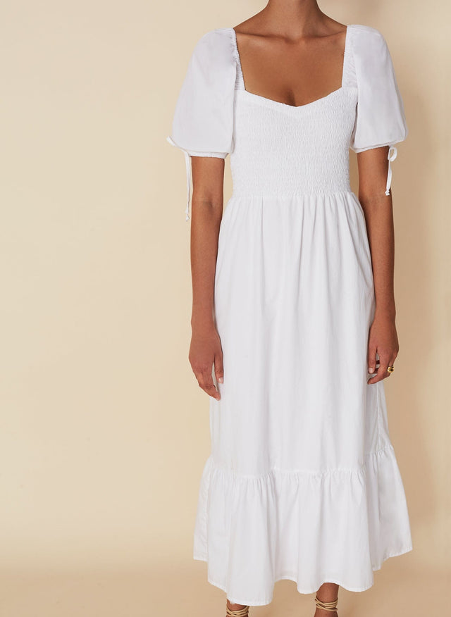 Lithana Midi Dress Plain White - Final Sale VACANCES Midi Dress